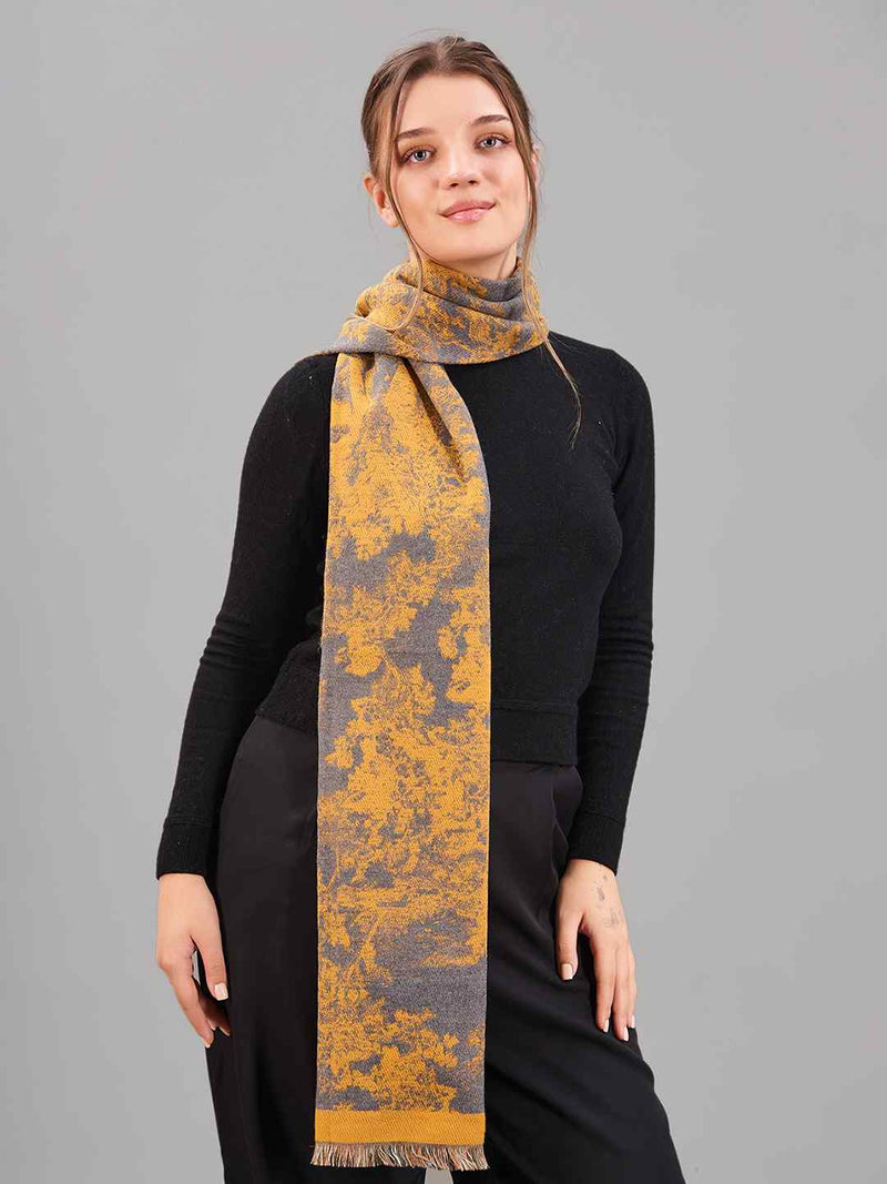 Mustard Floral Premium Muffler - TOSSIDO