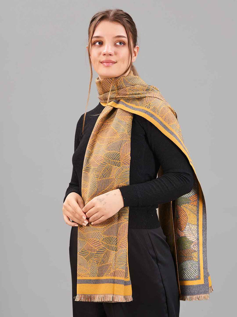 Mustard Floral Premium Muffler - TOSSIDO