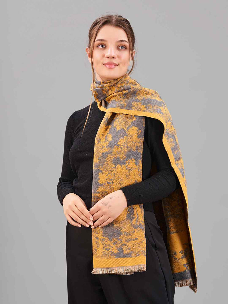 Mustard Floral Premium Muffler - TOSSIDO