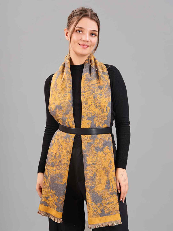 Mustard Floral Premium Muffler - TOSSIDO