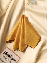 Mustard Geometric Jacquard Pocket Square - TOSSIDO