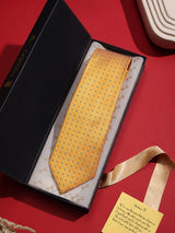 Mustard Geometric Woven Necktie - TOSSIDO