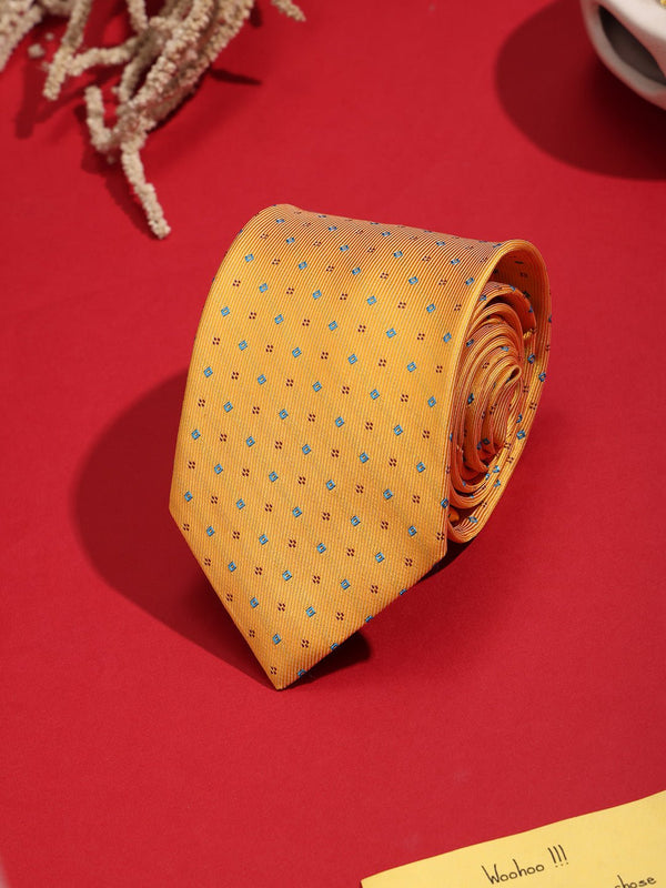 Mustard Geometric Woven Necktie - TOSSIDO