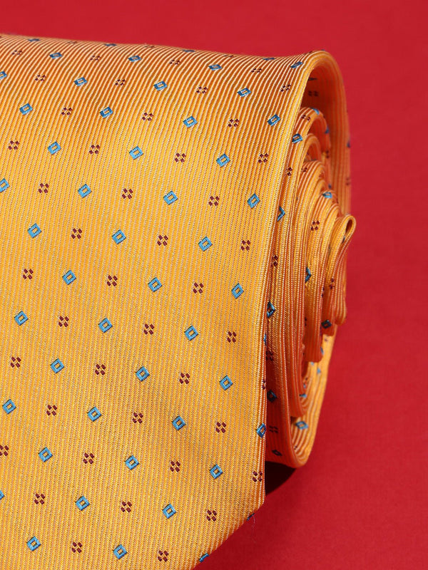 Mustard Geometric Woven Necktie - TOSSIDO