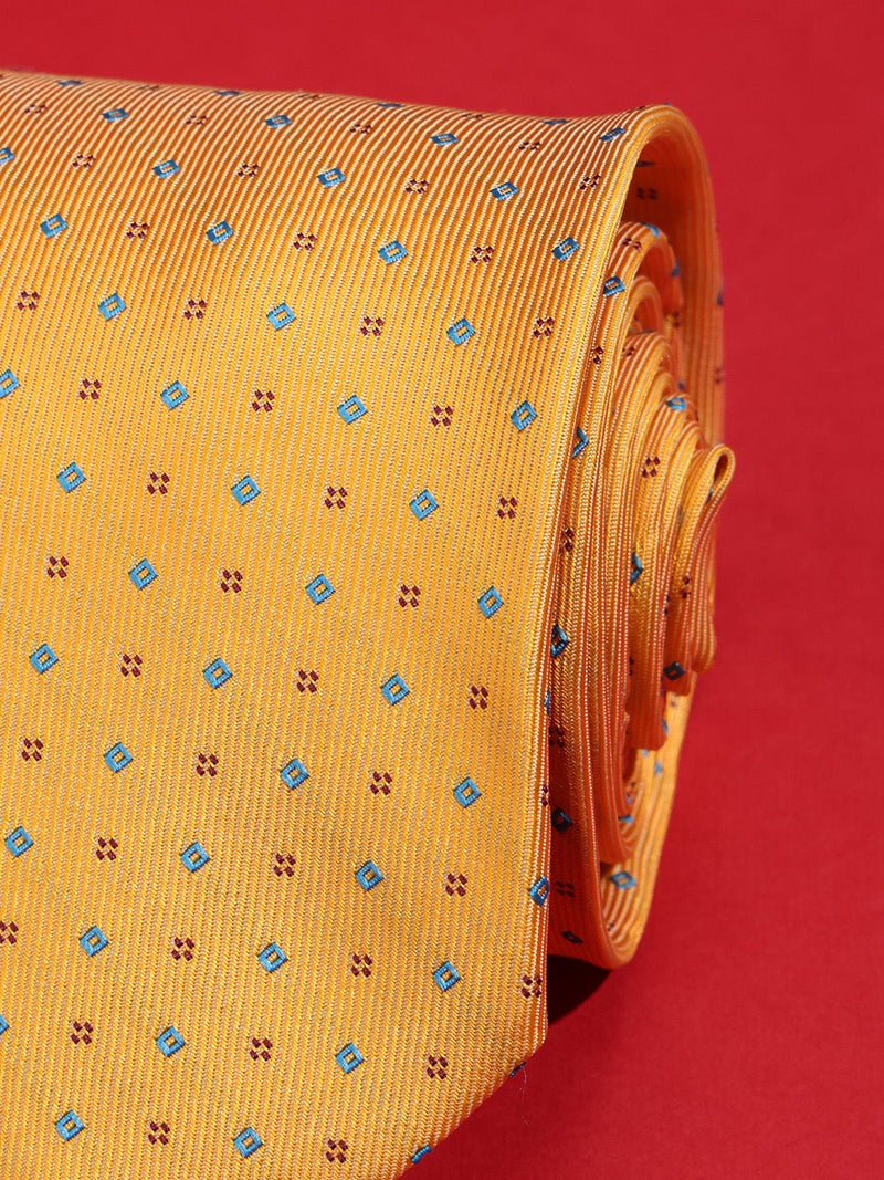 Mustard Geometric Woven Necktie - TOSSIDO