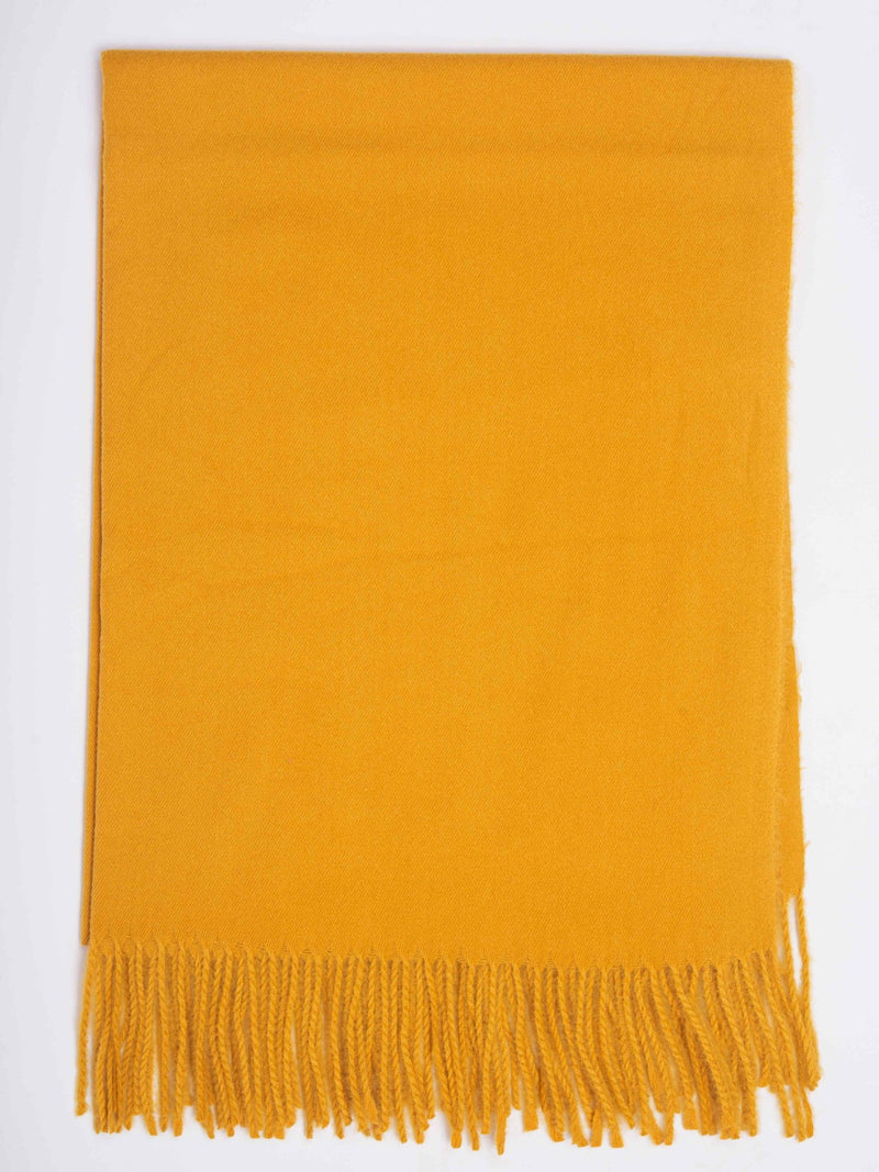 Mustard Solid Woolen Muffler - TOSSIDO