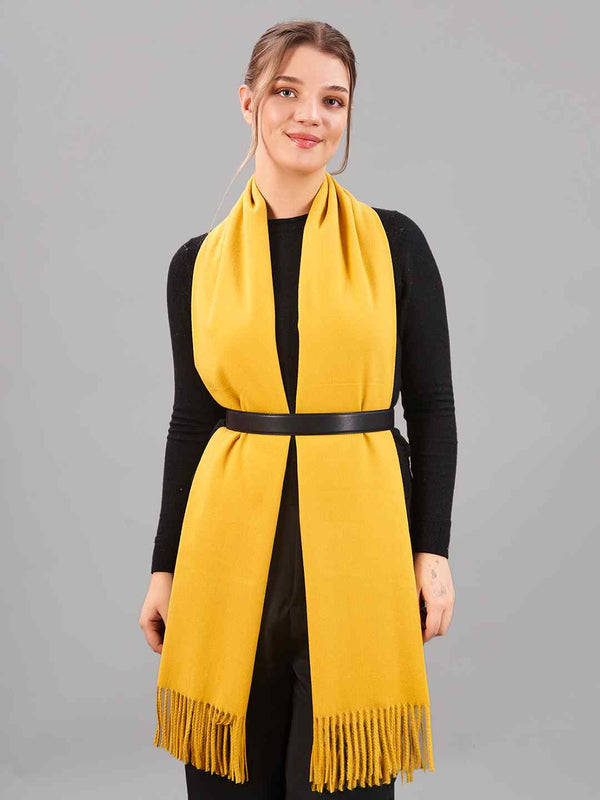 Mustard Solid Woolen Muffler - TOSSIDO