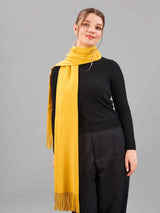Mustard Solid Woolen Muffler - TOSSIDO