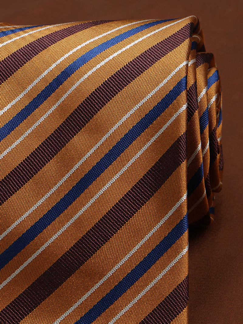 Mustard Stripe Woven Necktie - TOSSIDO