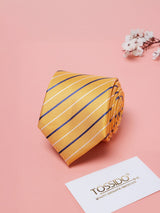 Mustard Stripes Teflon Silk Necktie - TOSSIDO