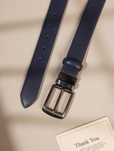 Navy Blue & Black Reversible Leather Belt