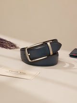 Navy Blue Burnished Leather Belt - TOSSIDO
