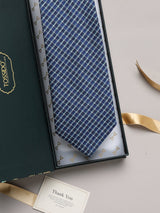 Navy Blue Checks Broad + Long Necktie - TOSSIDO