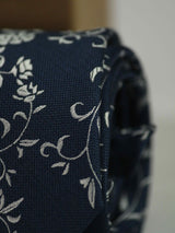 Navy Blue Floral Skinny Necktie - TOSSIDO
