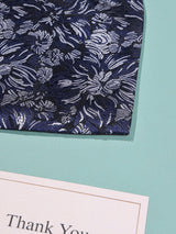 Navy Blue Floral Woven Cravat & Pocket Square Set - TOSSIDO