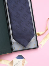 Navy Blue Geometric Broad + Long Necktie - TOSSIDO