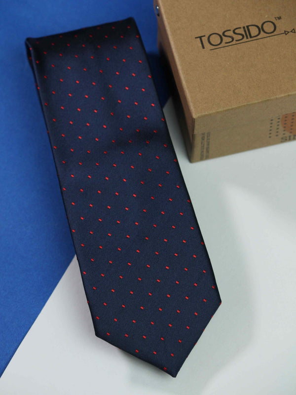 Navy Blue Geometric Necktie - TOSSIDO