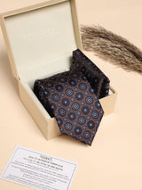 Navy & Blue Medallion Performance Silk™ Necktie & Pocket Square Gift Set - TOSSIDO