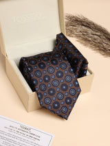 Navy & Blue Medallion Performance Silk™ Necktie & Pocket Square Gift Set - TOSSIDO