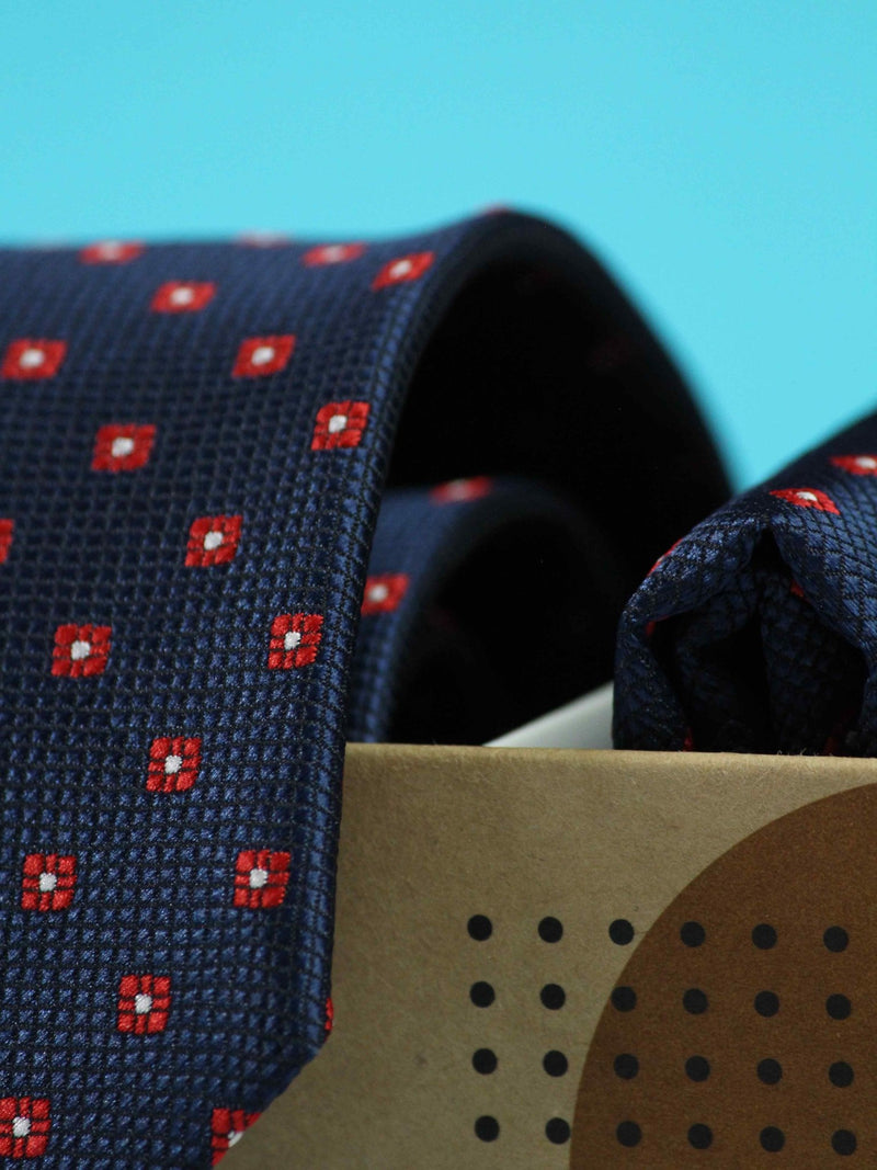 Navy Blue Necktie & Pocket Square Giftset - TOSSIDO