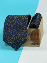 Navy Blue Necktie & Pocket Square Giftset - TOSSIDO