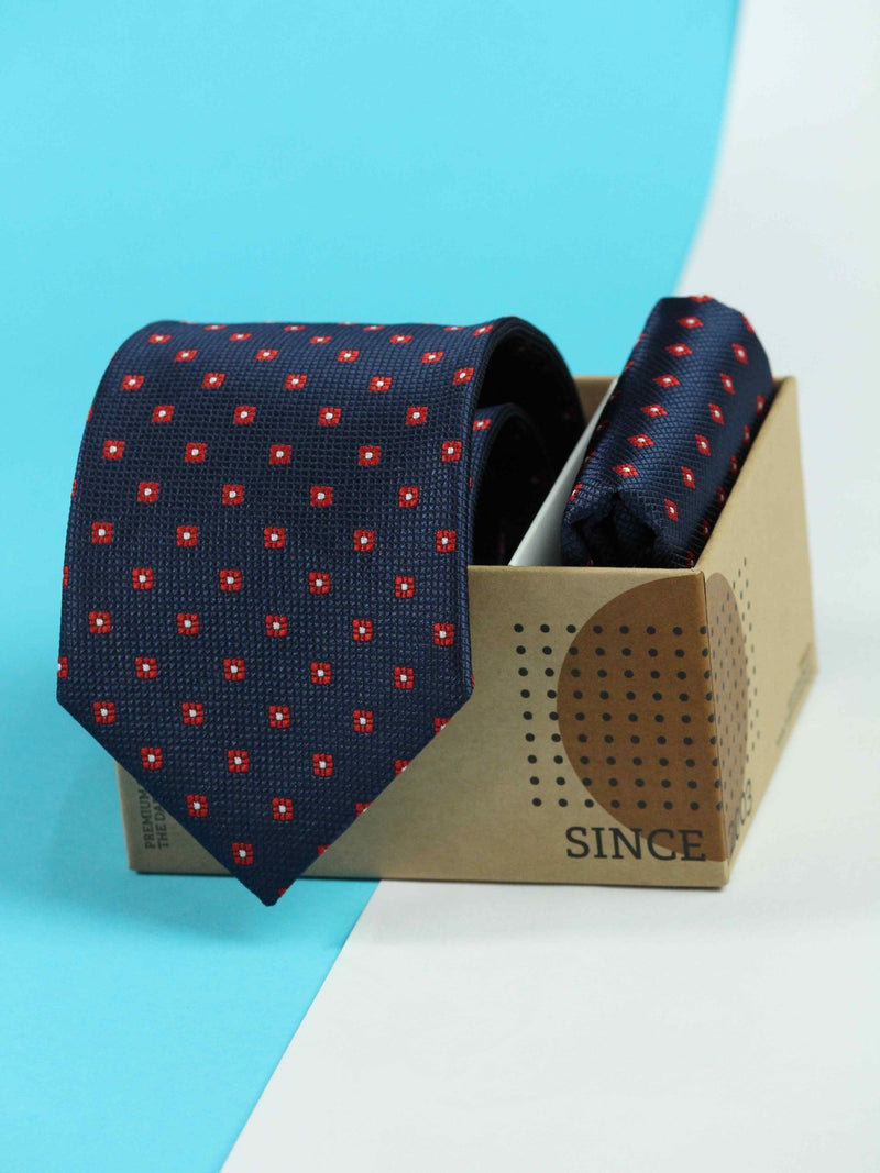 Navy Blue Necktie & Pocket Square Giftset - TOSSIDO