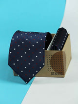 Navy Blue Necktie & Pocket Square Giftset - TOSSIDO