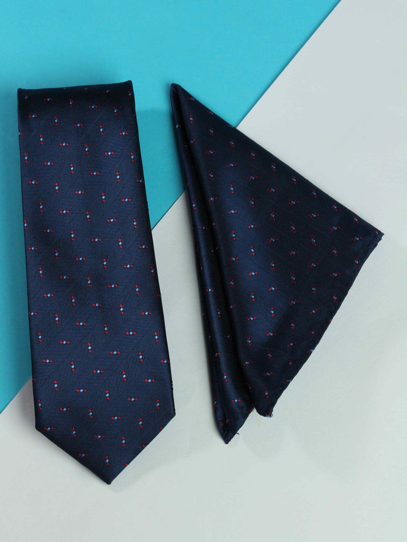 Navy Blue Necktie & Pocket Square Giftset - TOSSIDO