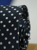 Navy Blue Polka Woven Necktie - TOSSIDO
