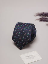 Navy Blue Safari Teflon Silk Necktie - TOSSIDO