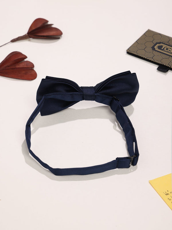 Navy Blue Satin Poly Bow Tie - TOSSIDO