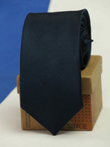 Navy Blue solid necktie in woven microfiber, close-up