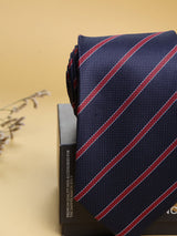 Navy Blue Textured Diagonal Stripe Necktie - TOSSIDO