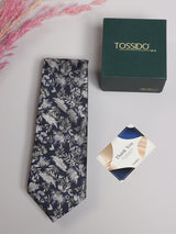 Navy Botanical Leaf Necktie
