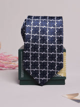 Navy Geometric Lattice Necktie - TOSSIDO