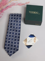 Navy Geometric Lattice Necktie - TOSSIDO