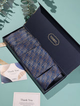 Navy & Gold Abstract Woven Cravat & Pocket Square Set - TOSSIDO