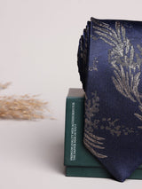 Navy & Gold Floral Skinny Necktie - TOSSIDO