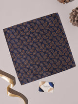 Navy & Gold Mini Paisley Performance Silk™ Pocket Square - TOSSIDO