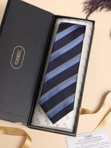 Navy & Light Blue Stripe Performance Silk™ Necktie - TOSSIDO