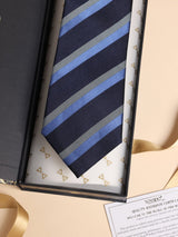 Navy & Light Blue Stripe Performance Silk™ Necktie - TOSSIDO