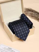 Navy Medallion Performance Silk™ Necktie & Pocket Square Gift Set - TOSSIDO