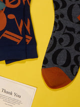 Navy Music & Grey Numbers Socks – Pack of 2