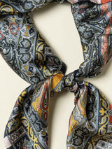 Navy Paisley Printed Satin Neckerchief - TOSSIDO