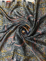 Navy Paisley Printed Satin Neckerchief - TOSSIDO