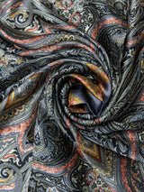 Navy Paisley Printed Satin Neckerchief - TOSSIDO