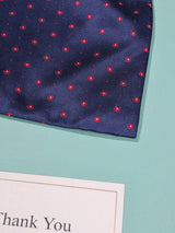 Navy & Red Polka Woven Cravat & Pocket Square Set - TOSSIDO
