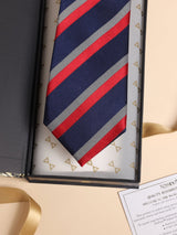 Navy & Red Stripe Performance Silk™ Necktie - TOSSIDO
