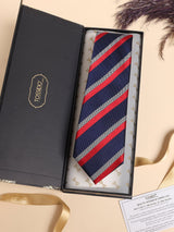 Navy & Red Stripe Performance Silk™ Necktie - TOSSIDO