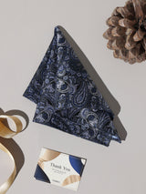 Navy & Silver Paisley Performance Silk™ Pocket Square - TOSSIDO
